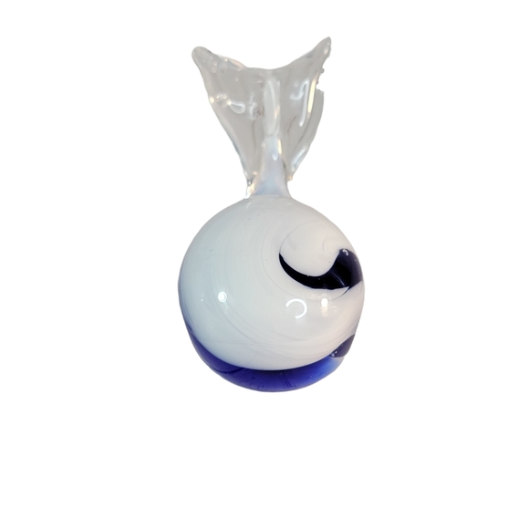Blown Glass Blue White Decoration Collectible Wale Figurine Vintage Sculpture - Picture 4 of 14